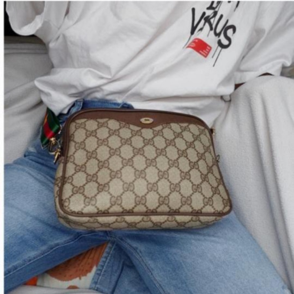 Authentic Vintage Gucci GG Monogram Clutch Fanny Bum Waist Belt Crossbody Bag